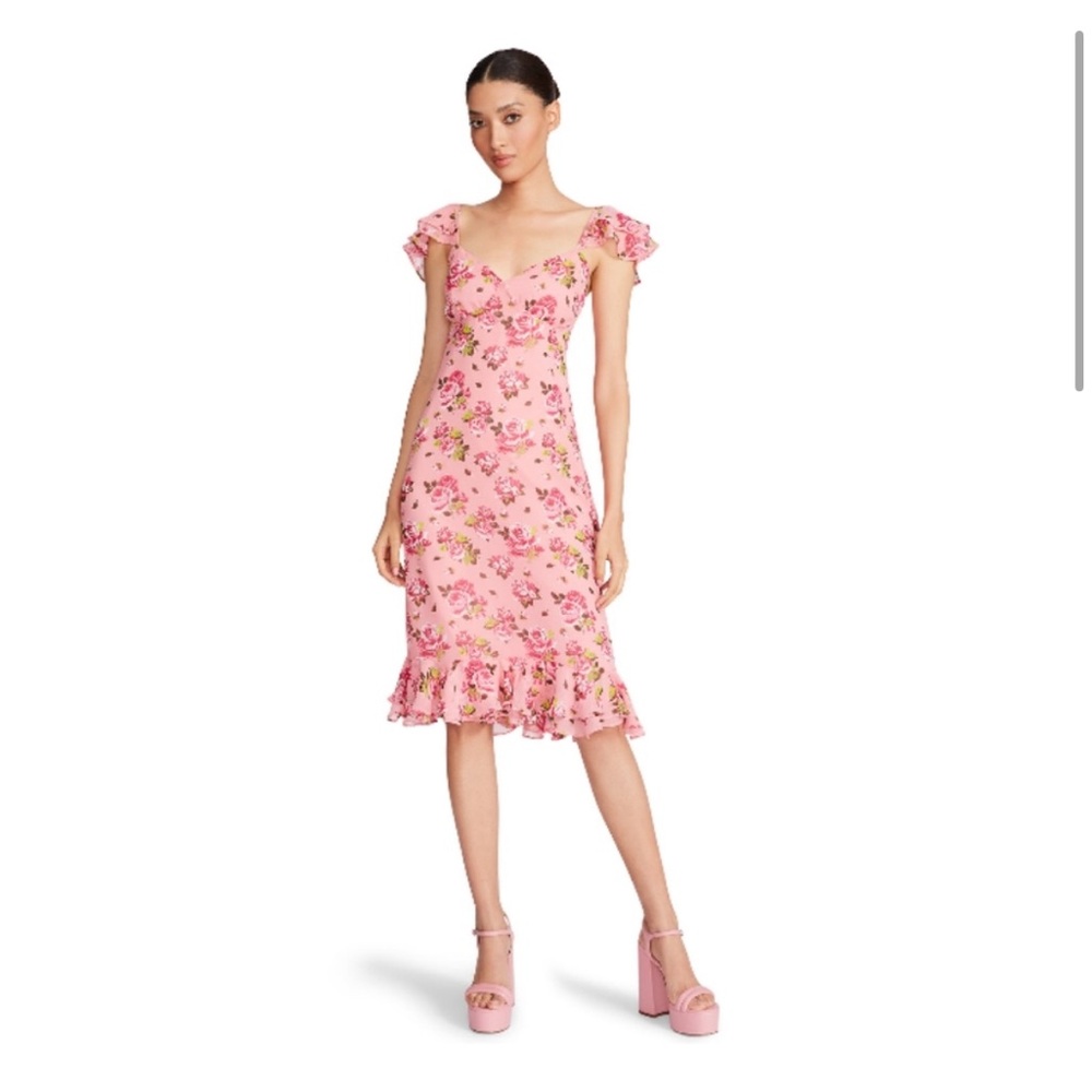 Betsy Johnson Pepper Sweetheart‎ Rose Print Midi Dress Large
